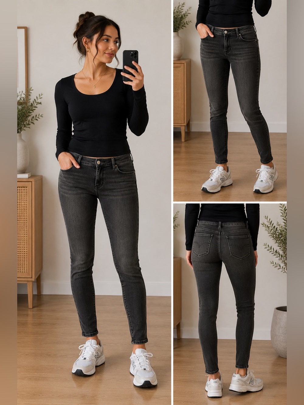 Revamped Dark Gray Skinny Jeans for Women